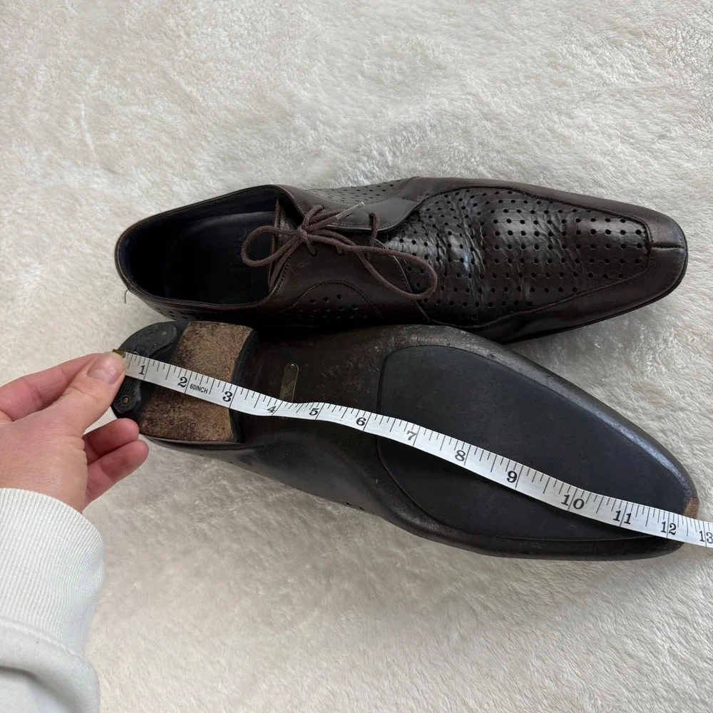 Vtg Mezlan Okanagan Oxford Mens 11M Brown‎ Perforated Leather Spain Y2K Luxury